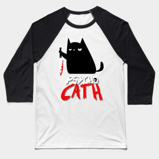 psycho cat with knife - funny halloween cat lover shirt Baseball T-Shirt